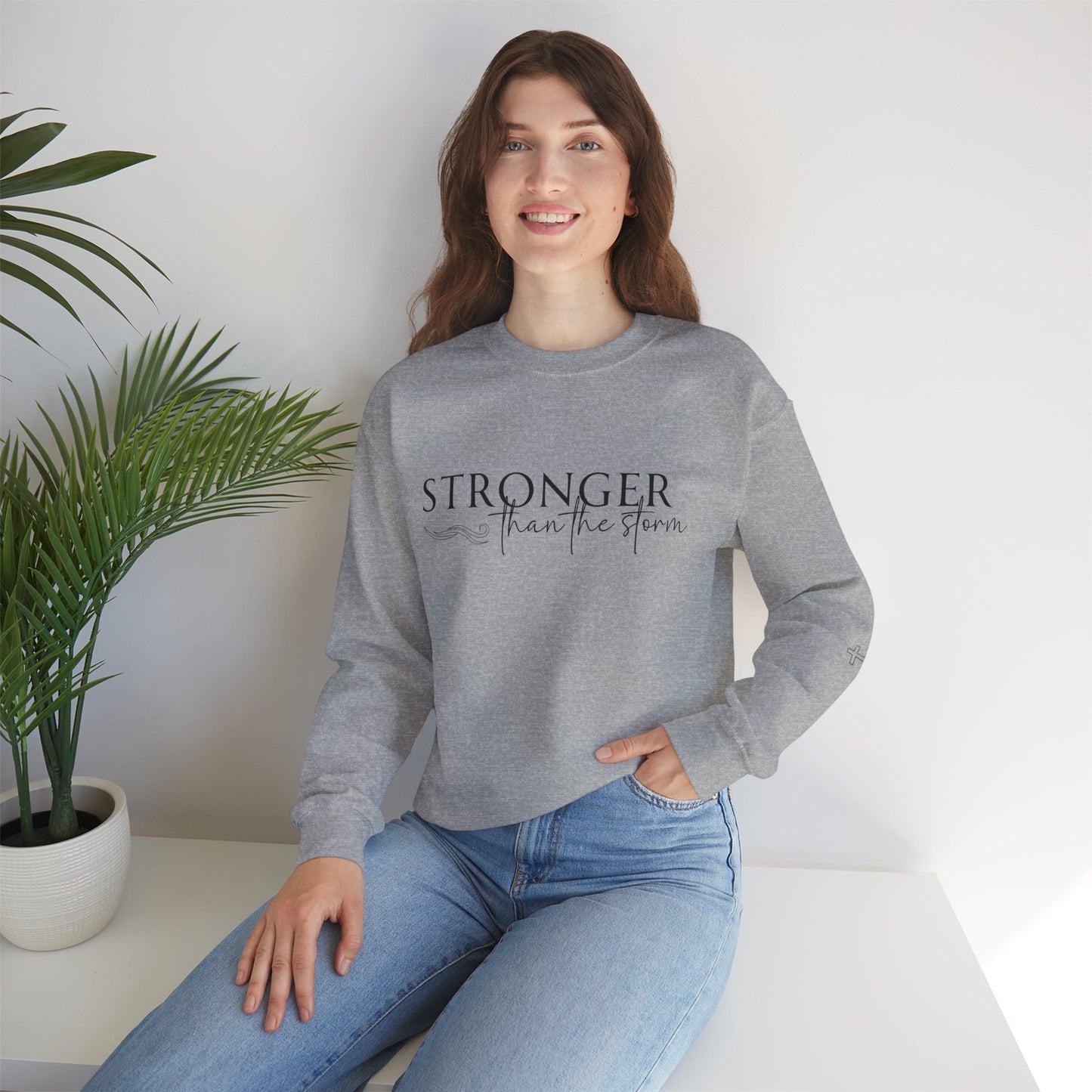 Stronger Than the Storm - Faith Based Crewneck Sweatshirt