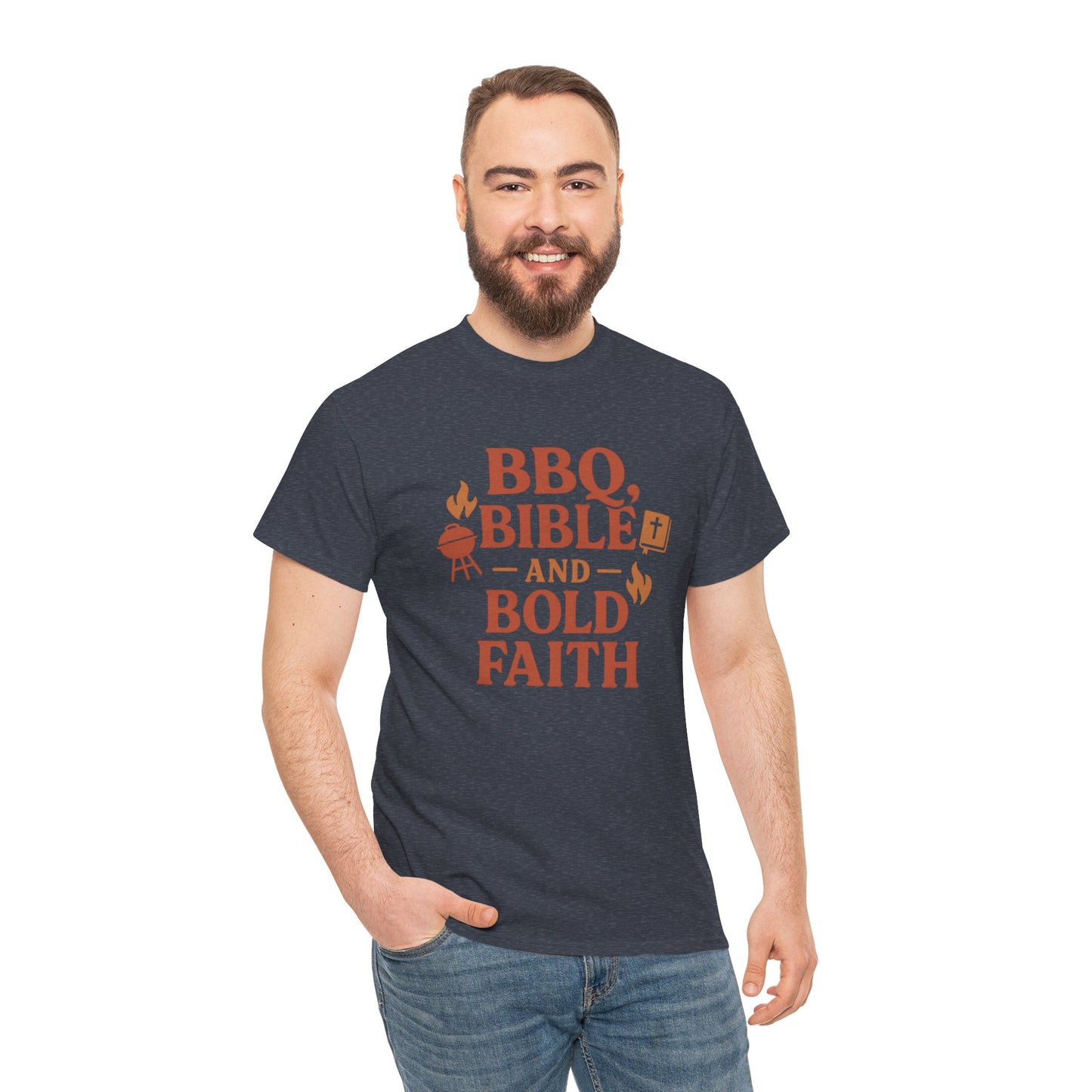 BBQ, Bible & Bold Faith T-Shirt – Dad Tee | Funny Father's Day Gift