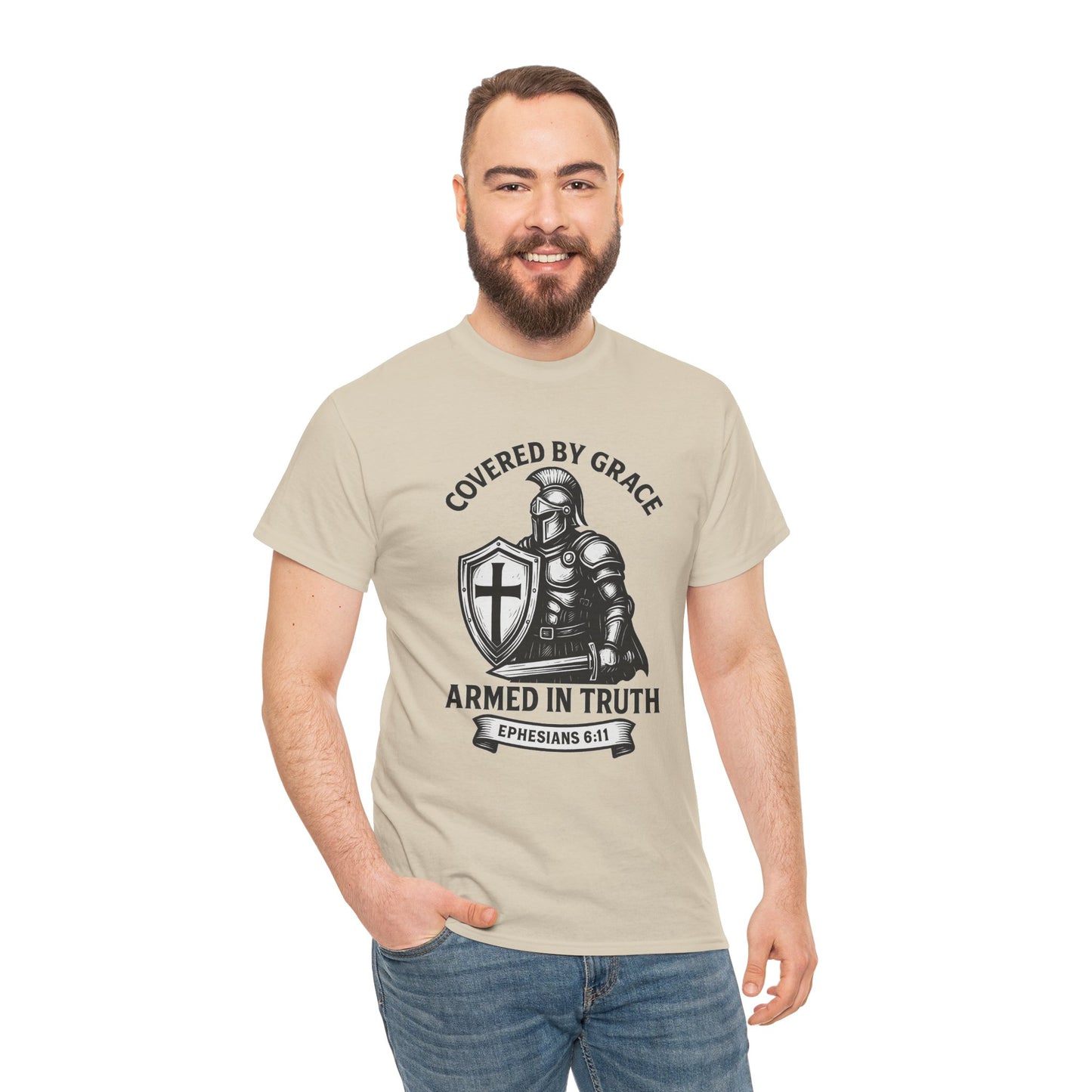 Covered by Grace – Christian Warrior Tee | Faith-Based Shirt