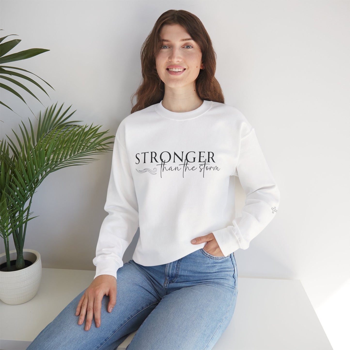Stronger Than the Storm - Faith Based Crewneck Sweatshirt
