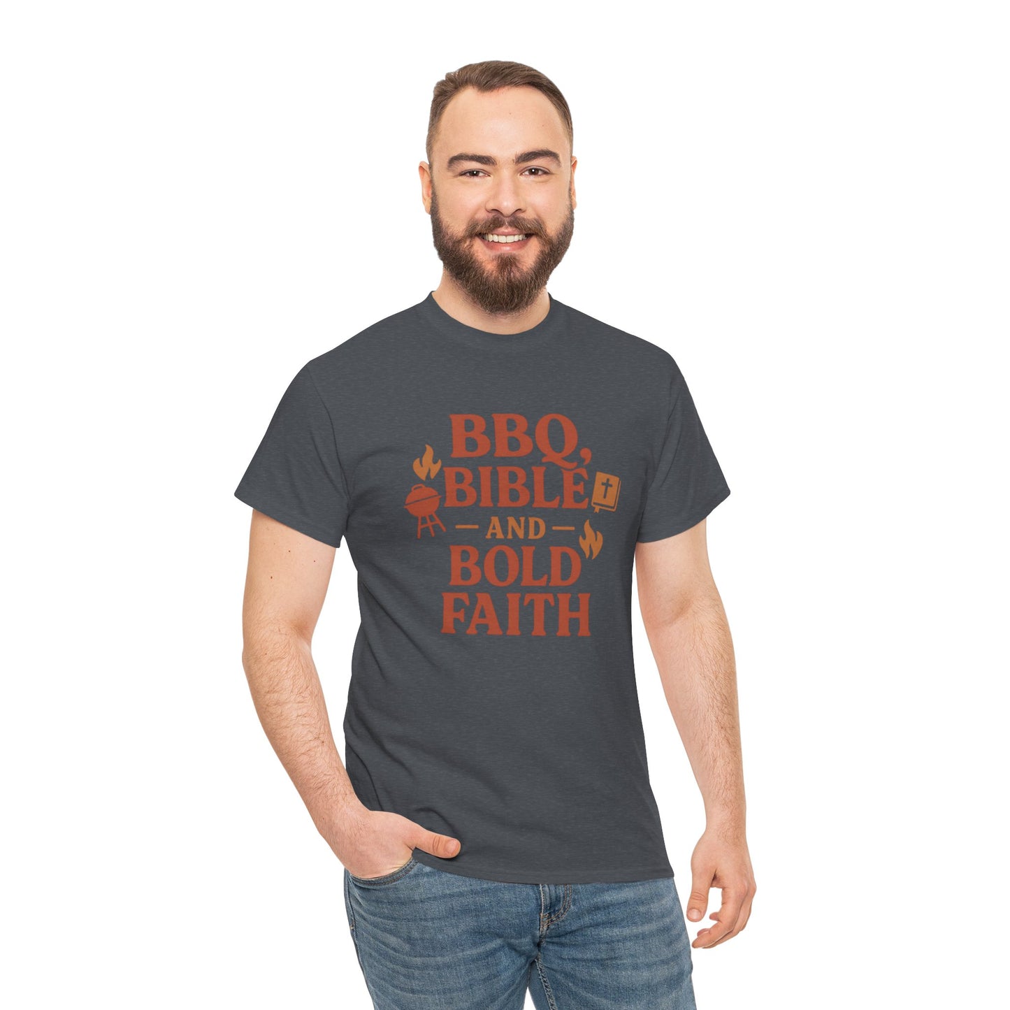 BBQ, Bible & Bold Faith T-Shirt – Dad Tee | Funny Father's Day Gift