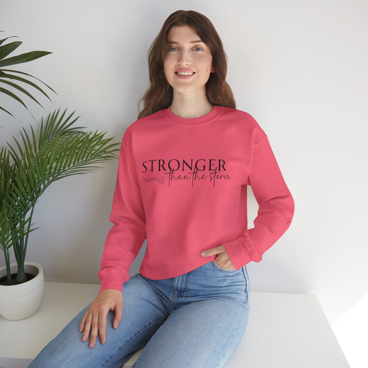 Stronger Than the Storm - Faith Based Crewneck Sweatshirt