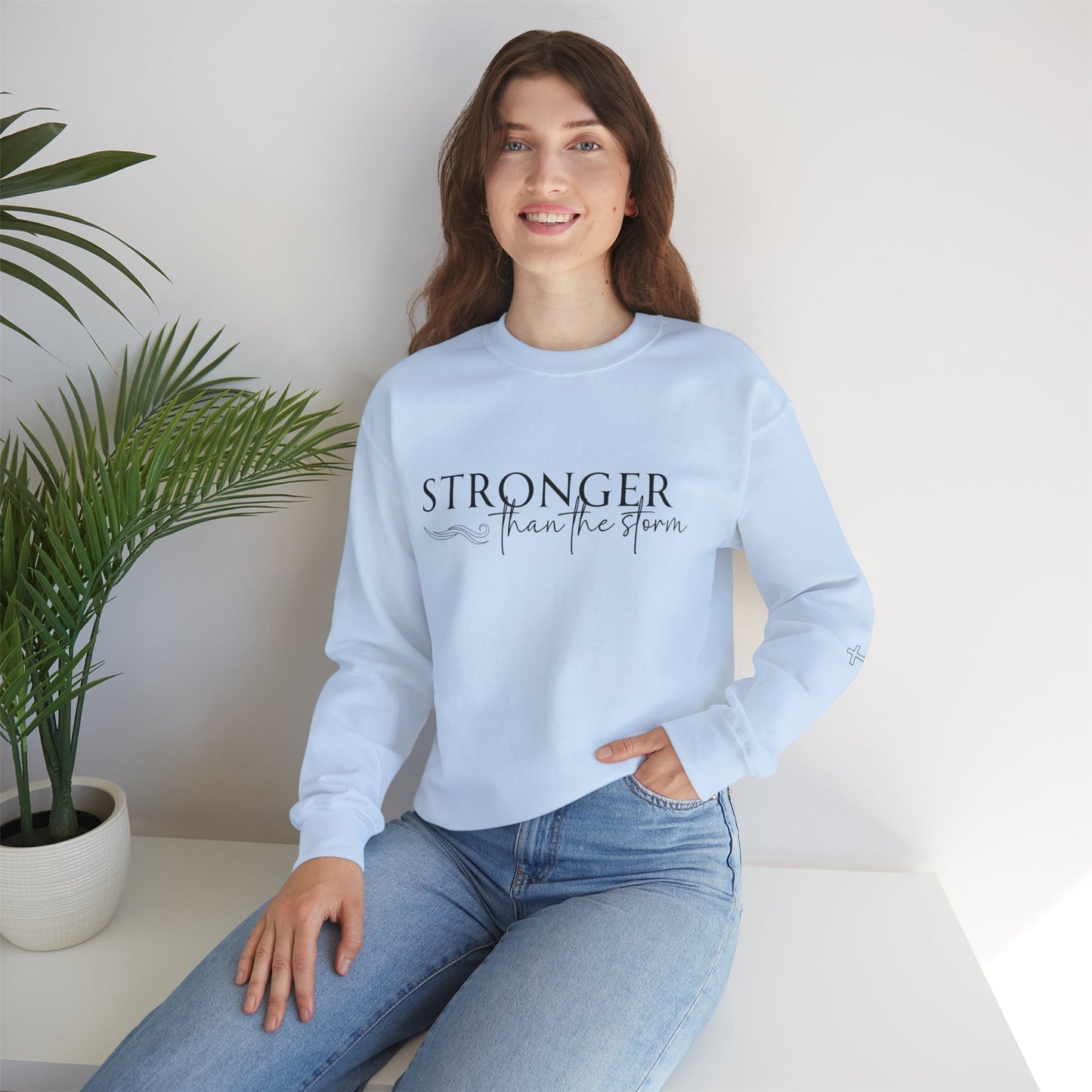 Stronger Than the Storm - Faith Based Crewneck Sweatshirt
