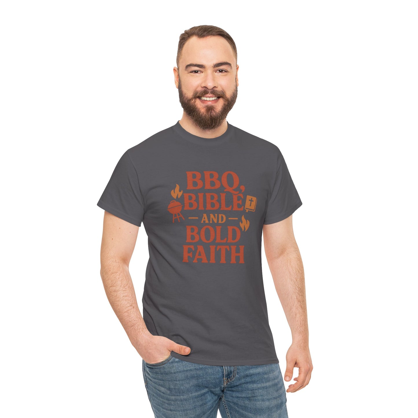 BBQ, Bible & Bold Faith T-Shirt – Dad Tee | Funny Father's Day Gift