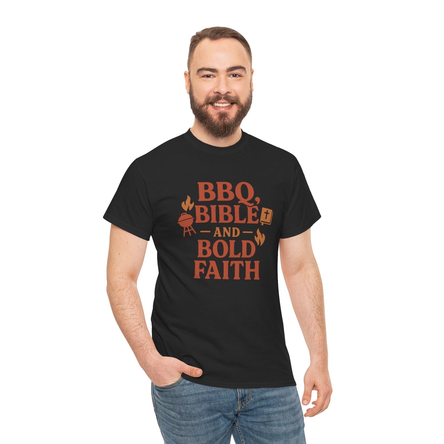 BBQ, Bible & Bold Faith T-Shirt – Dad Tee | Funny Father's Day Gift