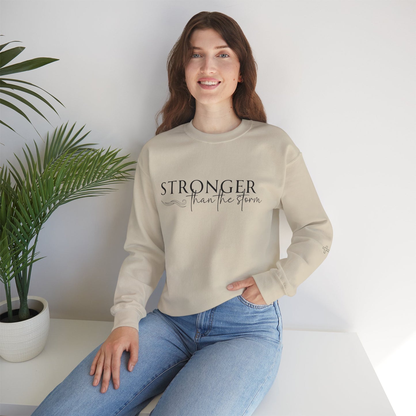 Stronger Than the Storm - Faith Based Crewneck Sweatshirt