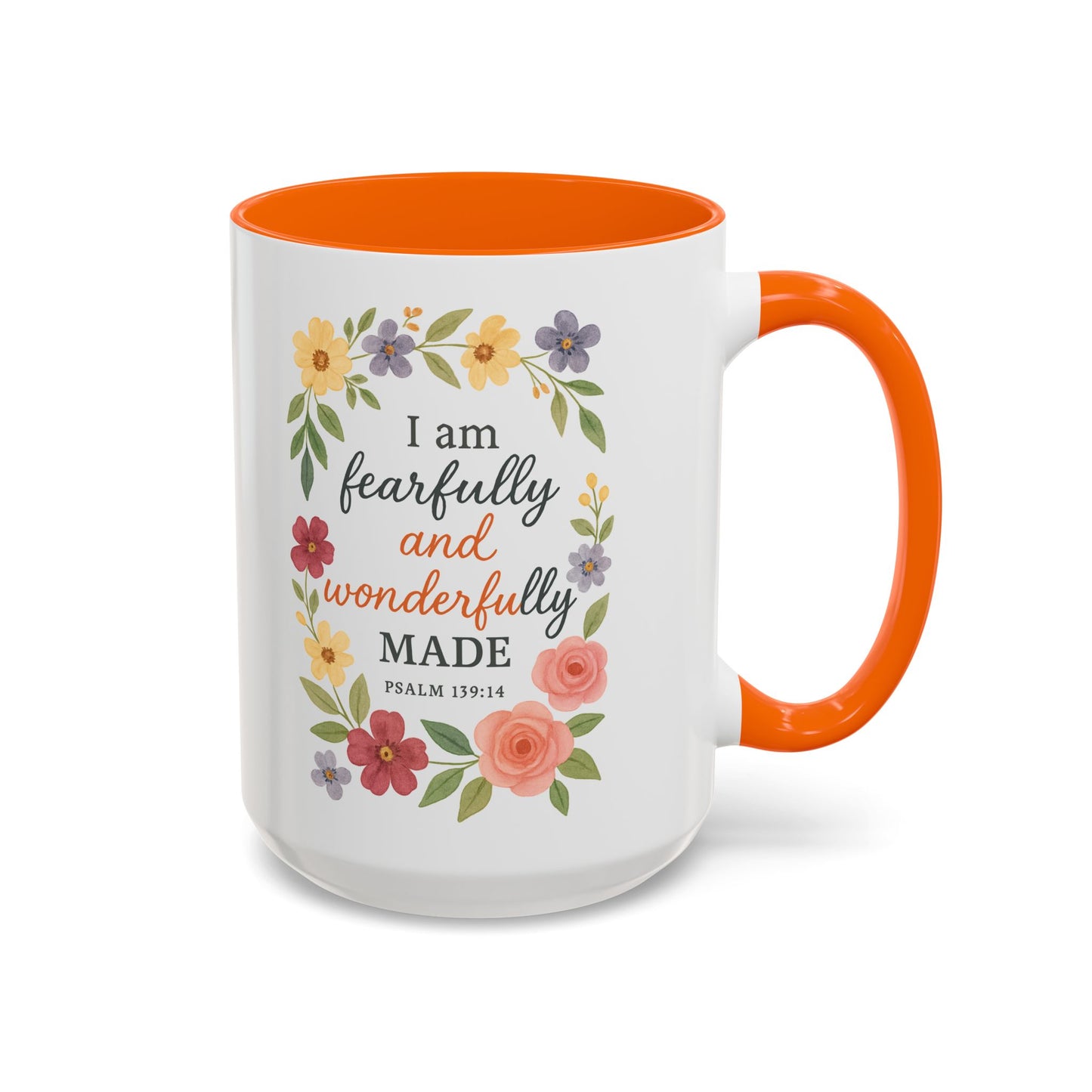 Floral Inspirational Coffee Mug - Fearfully and Wonderfully Made - Perfect Gift for Moms & Friends