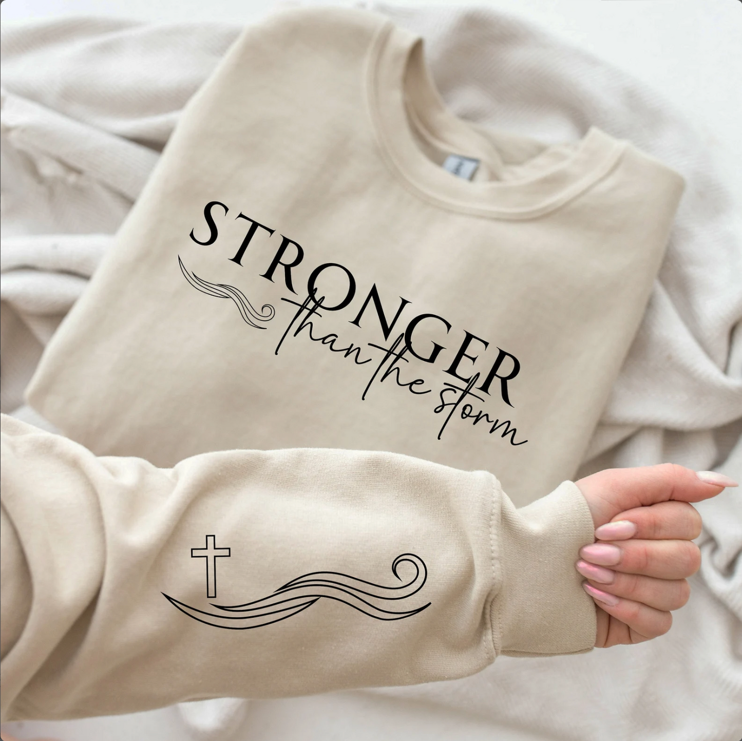 Stronger Than the Storm - Faith Based Crewneck Sweatshirt