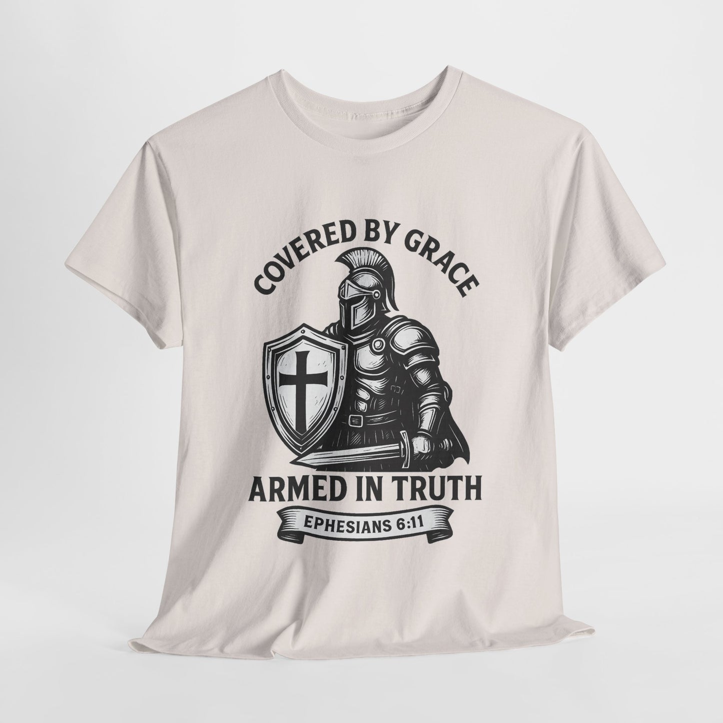 Covered by Grace – Christian Warrior Tee | Faith-Based Shirt