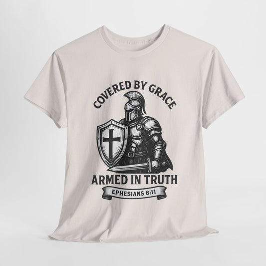 Covered by Grace – Christian Warrior Tee | Faith-Based Shirt