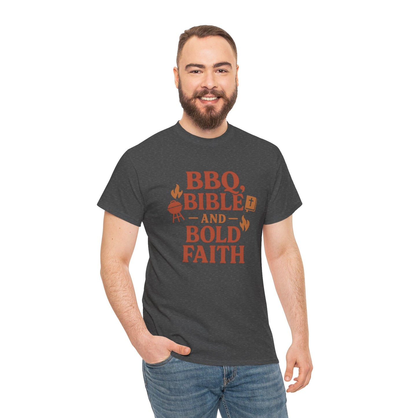 BBQ, Bible & Bold Faith T-Shirt – Dad Tee | Funny Father's Day Gift