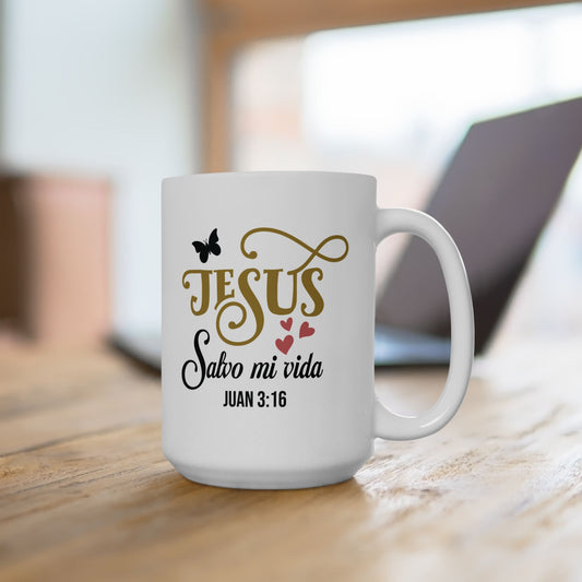 Taza Personalizada con Mensaje de Fe – “Jesús Salvó Mi Vida” | Regalo Especial con Propósito