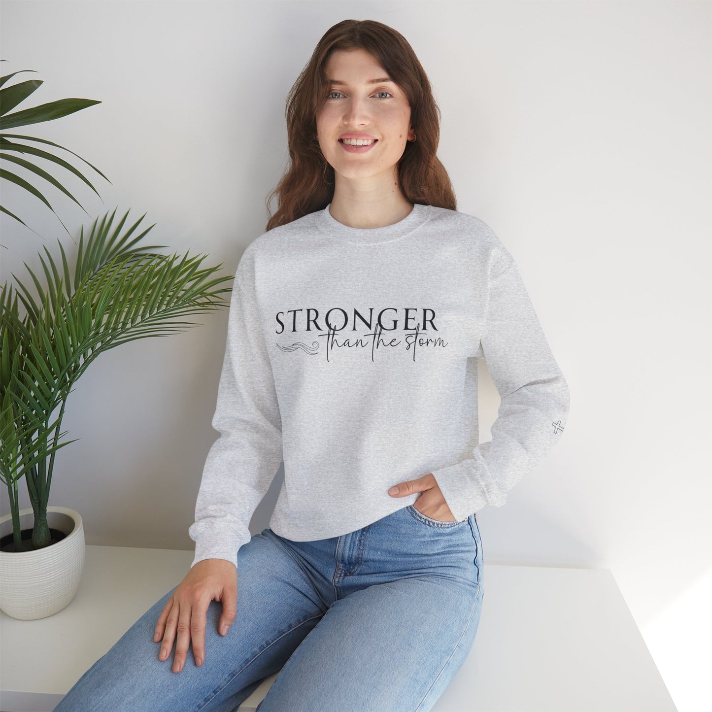 Stronger Than the Storm - Faith Based Crewneck Sweatshirt