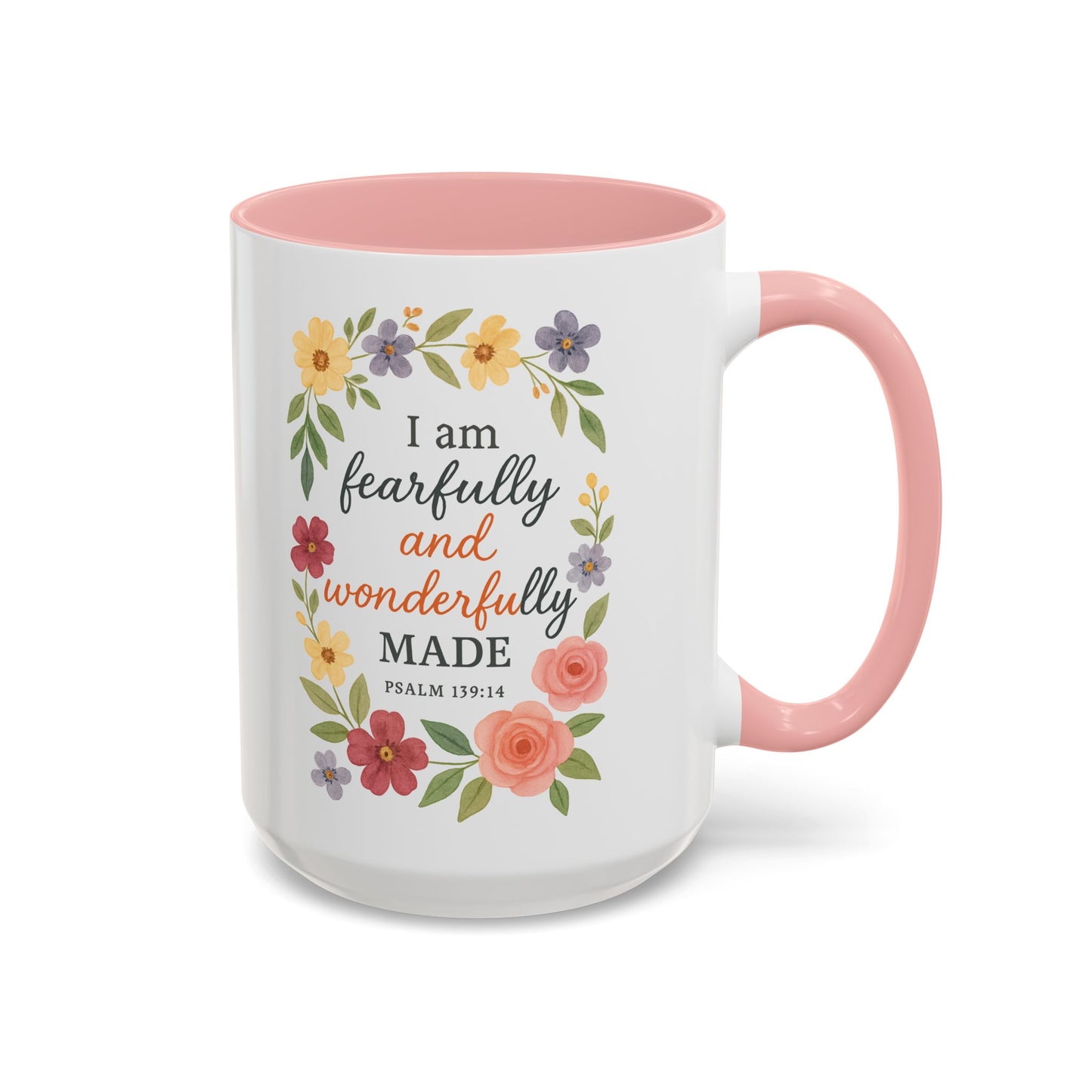 Floral Inspirational Coffee Mug - Fearfully and Wonderfully Made - Perfect Gift for Moms & Friends