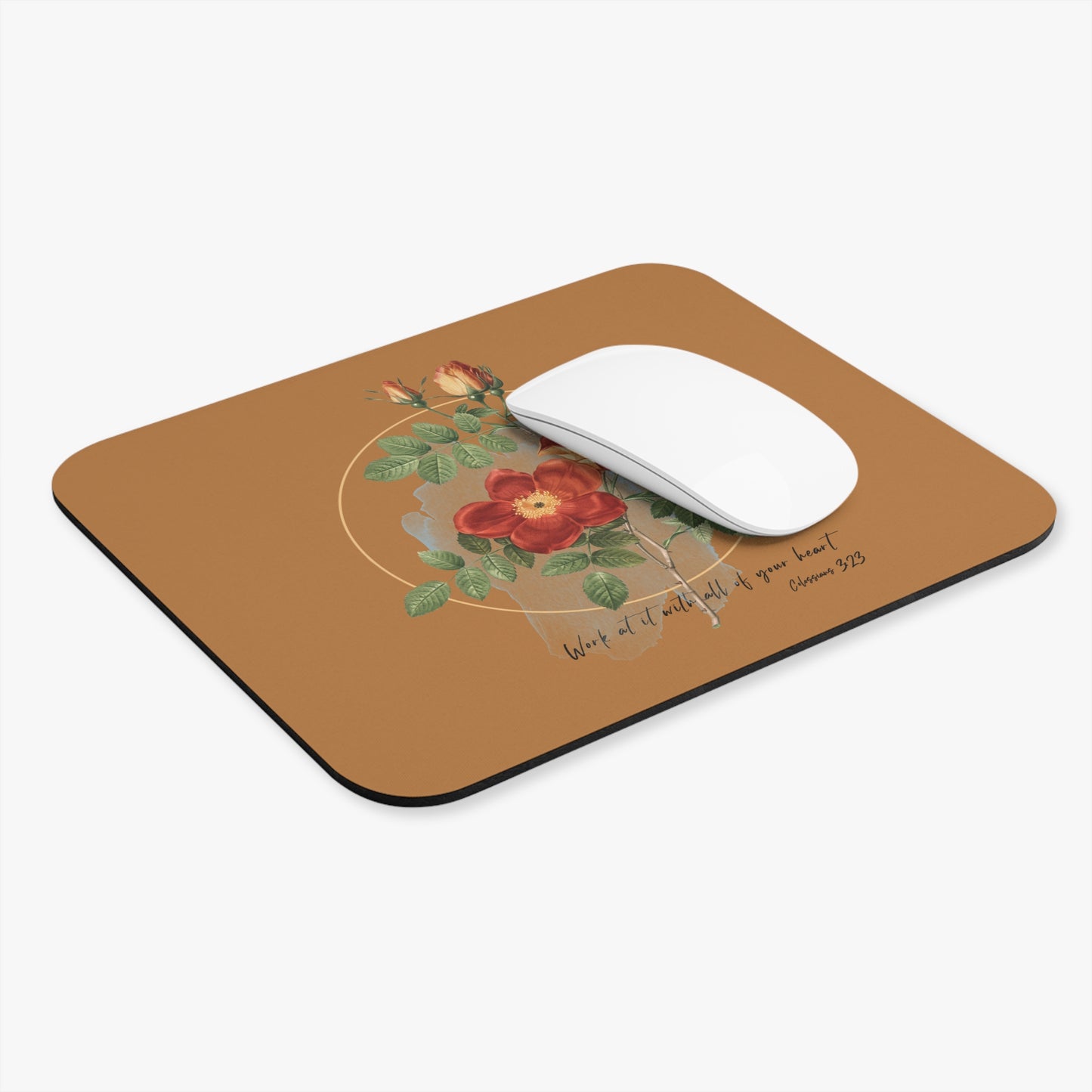 Work at It with All Your Heart | Colossians 3:23 Christian Mouse Pad (Rectangle)