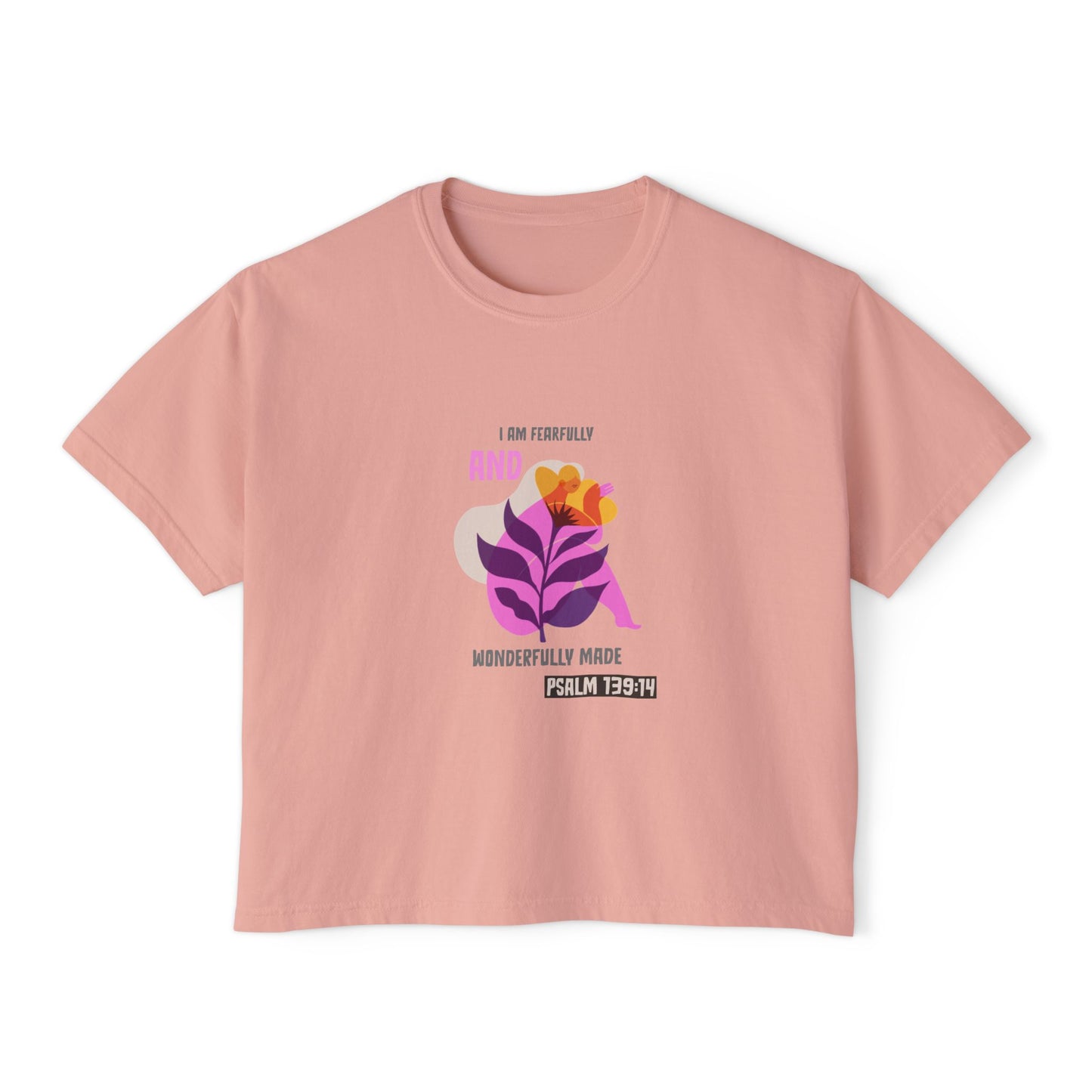 ✨ Women's Inspirational Boxy Tee – "Fearfully and Wonderfully Made" ✨