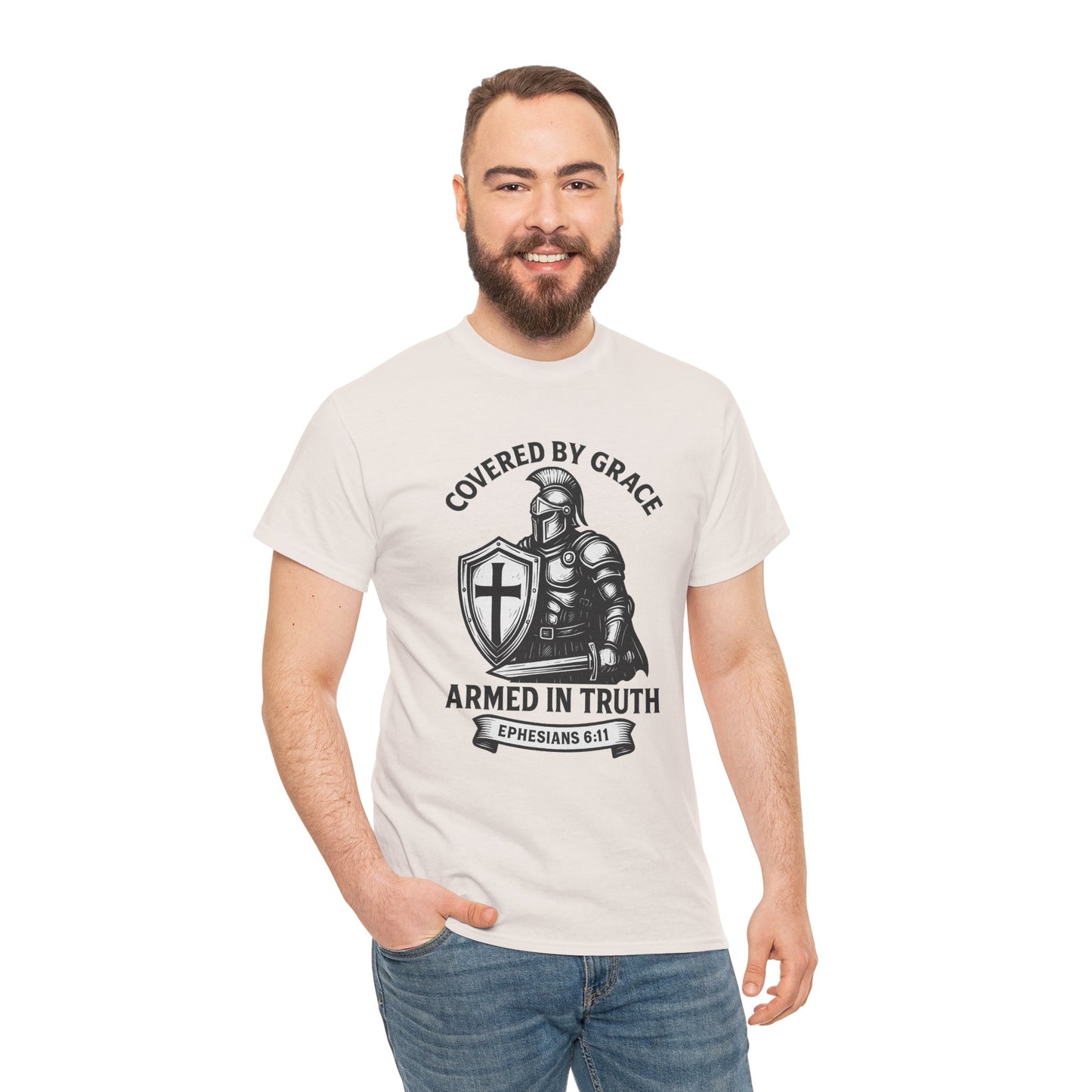 Covered by Grace – Christian Warrior Tee | Faith-Based Shirt