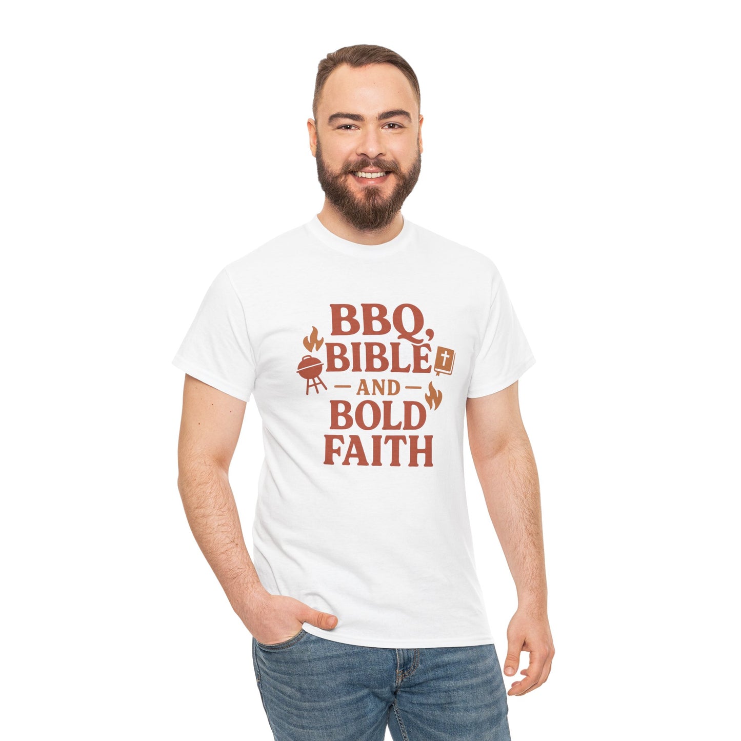 BBQ, Bible & Bold Faith T-Shirt – Dad Tee | Funny Father's Day Gift