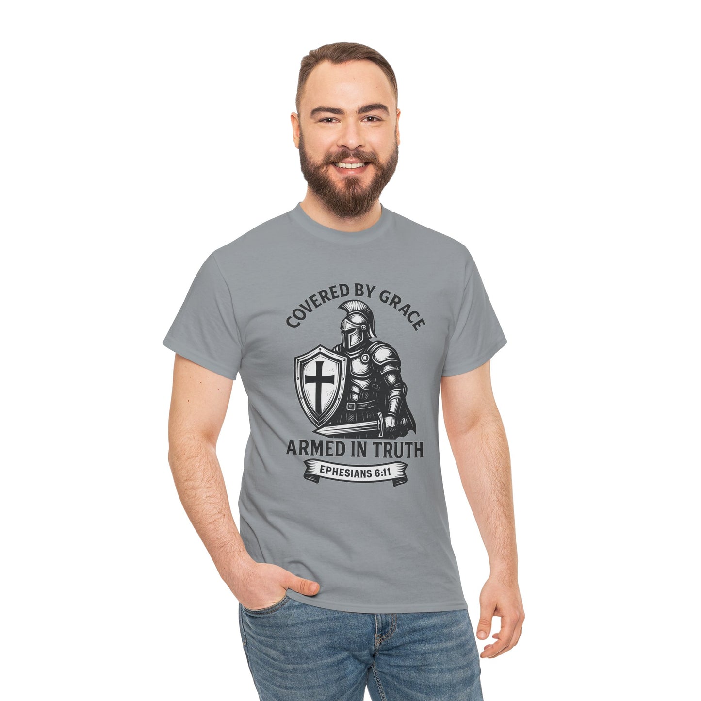 Covered by Grace – Christian Warrior Tee | Faith-Based Shirt