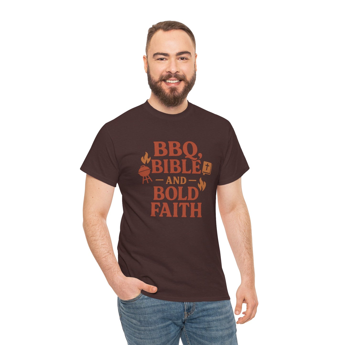 BBQ, Bible & Bold Faith T-Shirt – Dad Tee | Funny Father's Day Gift