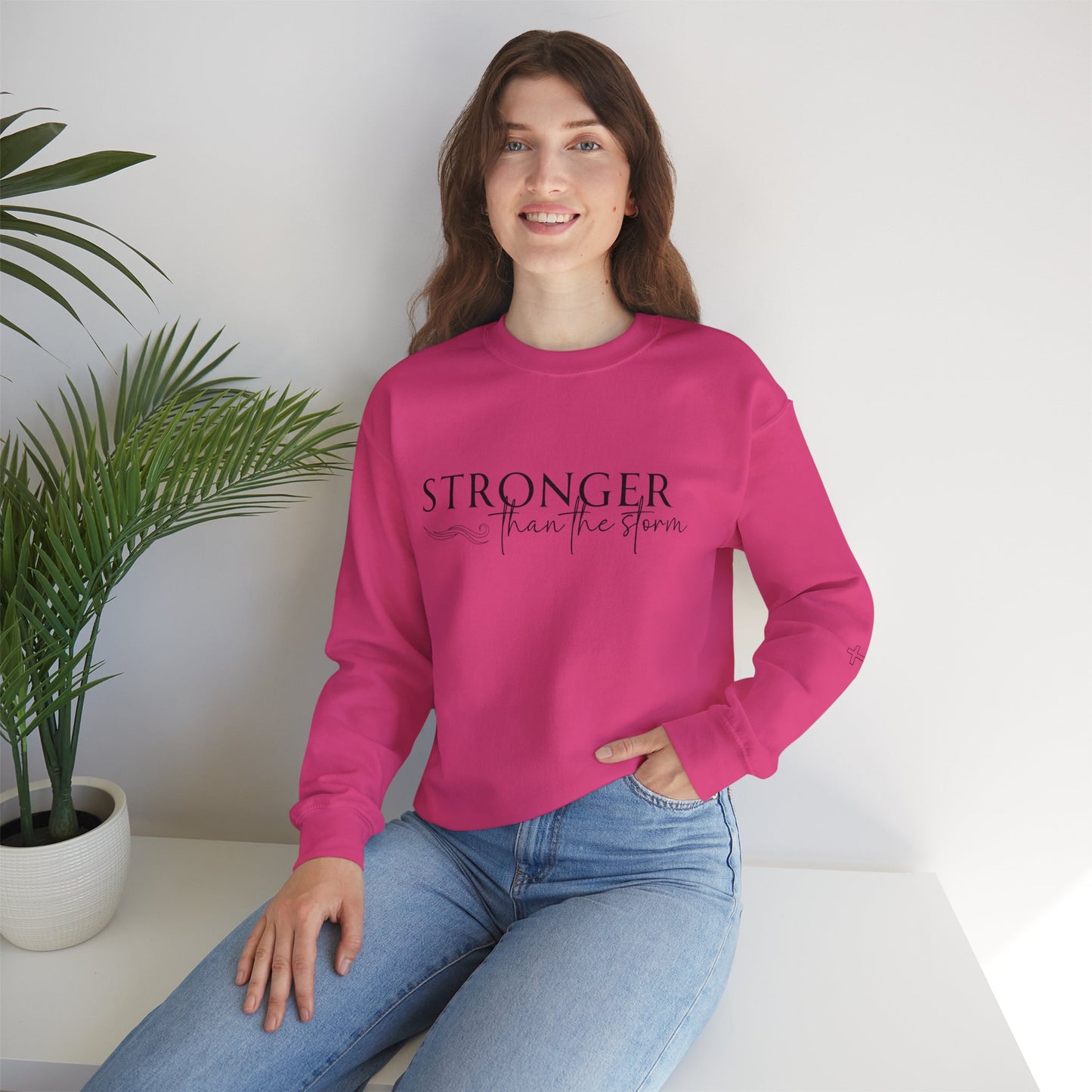 Stronger Than the Storm - Faith Based Crewneck Sweatshirt