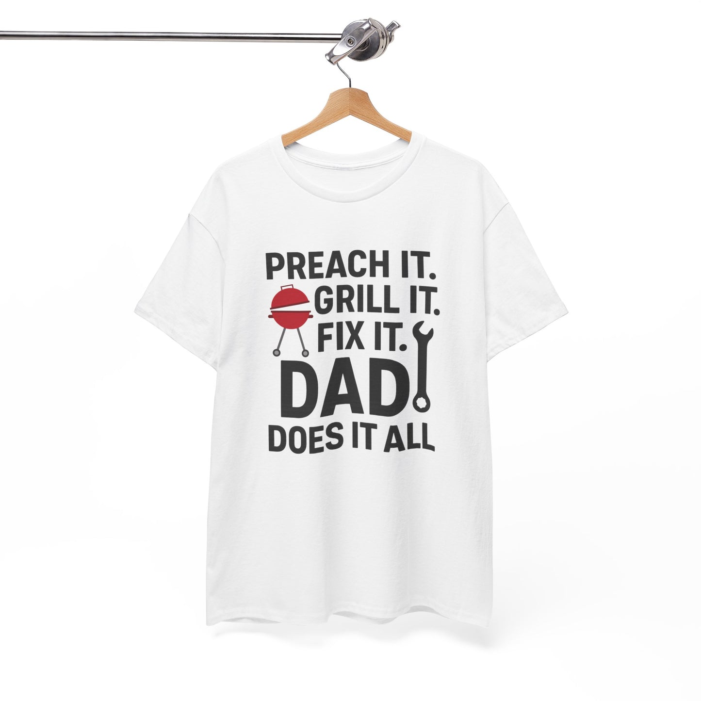 Funny Faith-Based Dad Shirt – ‘Dad Does It All’ Tee