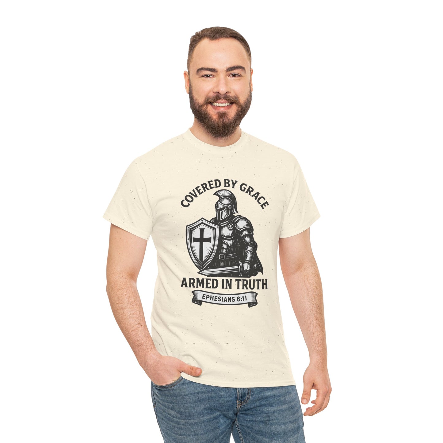 Covered by Grace – Christian Warrior Tee | Faith-Based Shirt