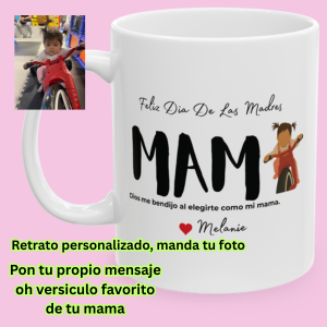 Taza Personalizada para el Día de las Madres con Retrato - Agrega Tu Propio Texto oh Versículo Bíblico